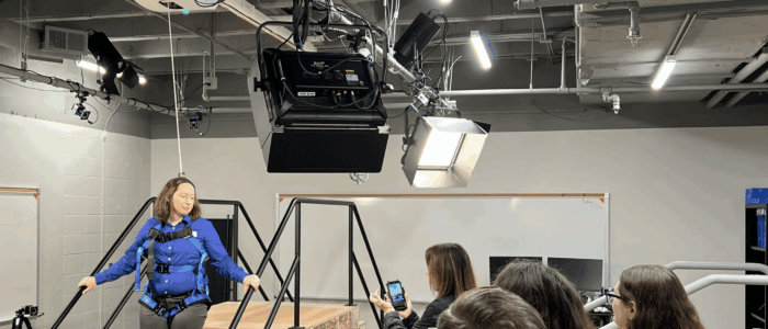 Dr. Harper and her team demonstrating research techniques they have conducted to study mobility.