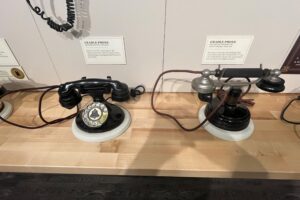 Telephones are pictured.
