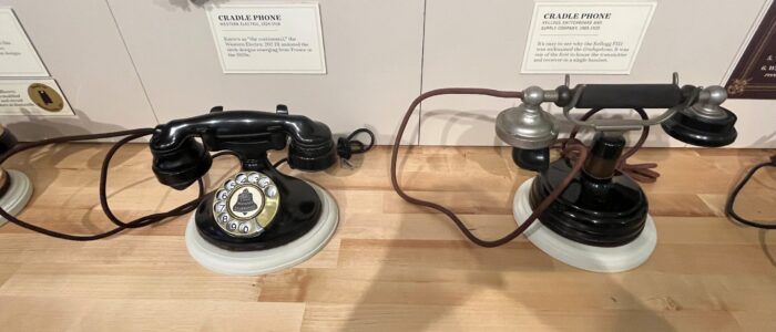 Telephones are pictured.